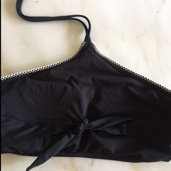 SO HERITAGE SWIMSUIT TOP CROCHET TRIM BLACK HALTER - Picture 6 of 8